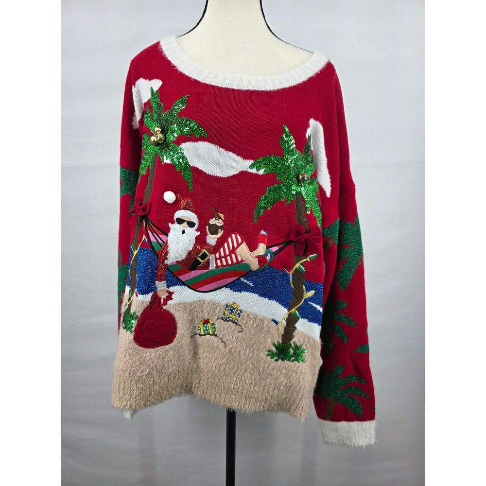 Jollidays Santa Beach Tropical Christmas Sweater Red XXL XS40108K